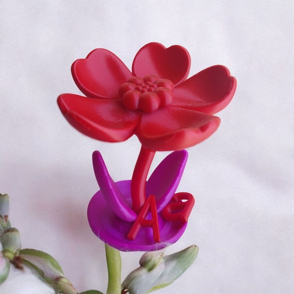 3D Printed Red and Purple Flower Jewelry Stand